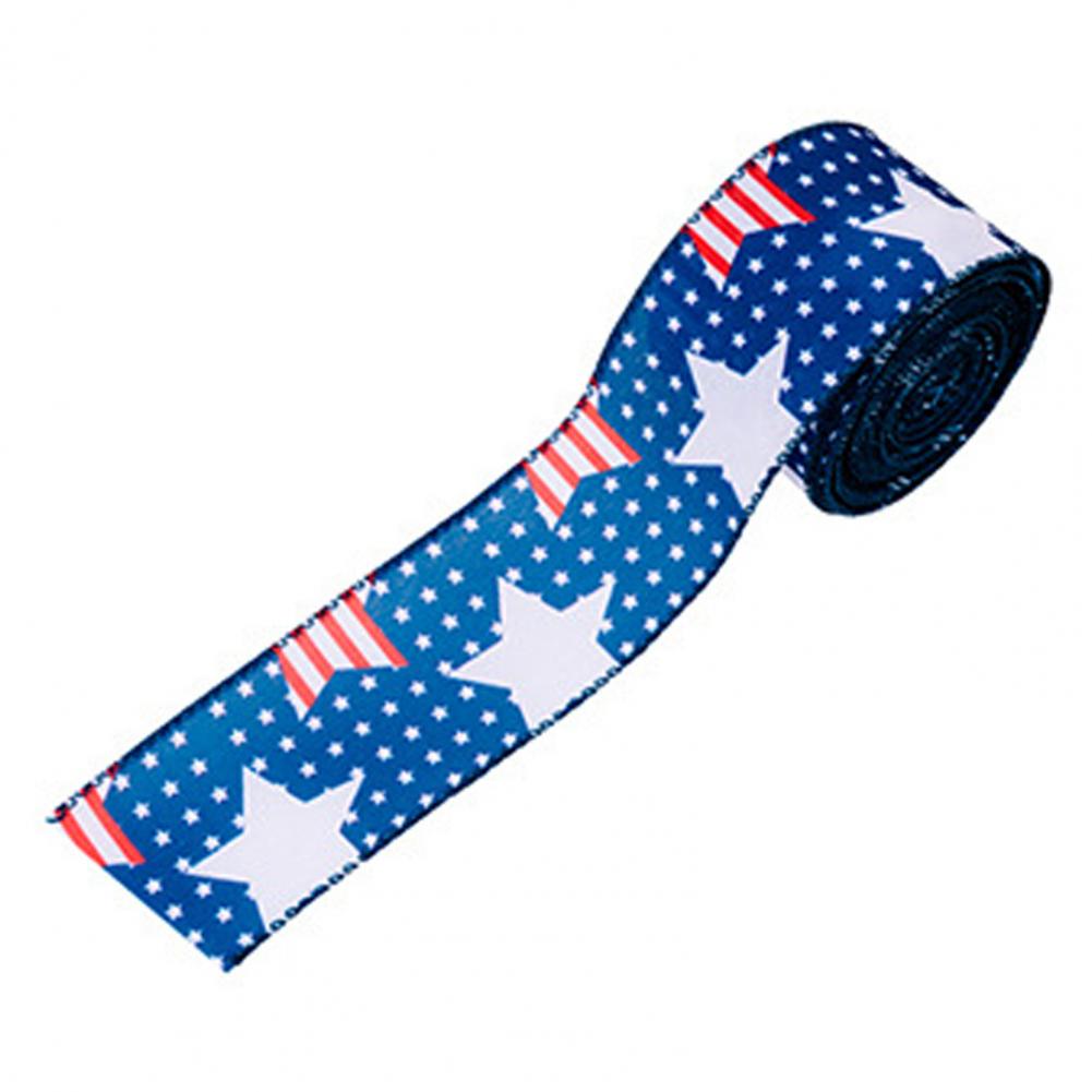 1 Roll 4.5m Ribbon U.S. Flag Elements Independence Day Colored Ribbon Commemorative Decorative Star String Ribbon For Festival