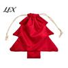 Soft Fabric Present Holders Christmas Tree Drawstring Presents Bag, Reusable Plush Wrapping Pouch, Ornaments Shaped Holiday Favors Bag for Candy,