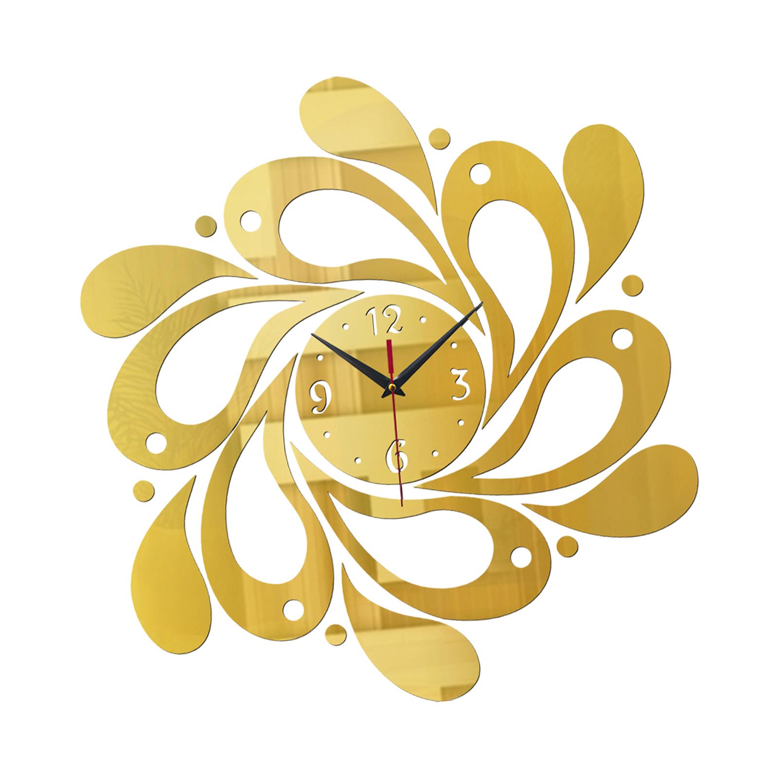 

Decorative, Self- Wall Clock with Pattern, Mirror Sticker for Bathroom, Living Room, Country золотий