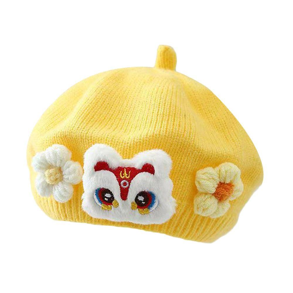 Blume Winter Warme Mütze Weiche Strickmütze Niedliche Baby Baskenmütze Kleinkind Prinzessin