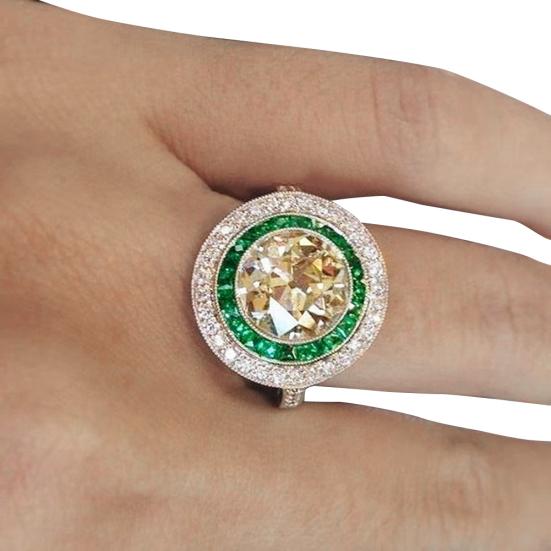 Fashion Women Big Round Multicolor Cubic Zirconia Engagement Finger Ring Jewelry
