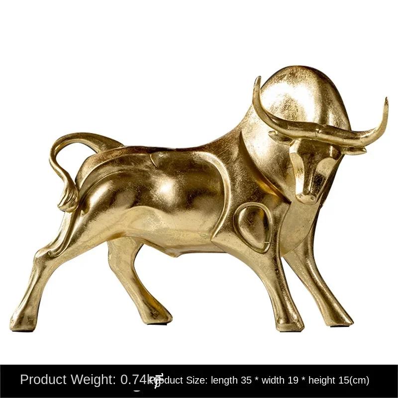 Nordic Red Black and Gold Cow Sculpture Resin Crafts Simulate Animal Statues Living Room Bookcase Office Accessories Home Decor