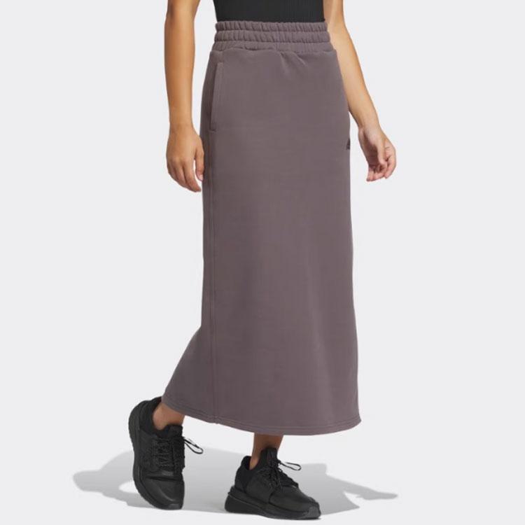 Adidas Solid Logo Sport Casual Maxi Skirt Women Bottoms Charcoal-Grey IM8855