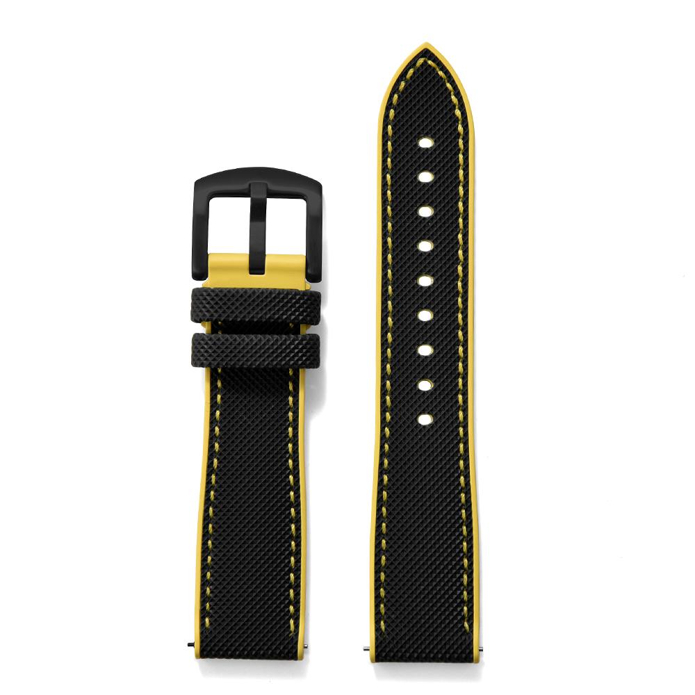 STAPELP Hybrid FKM Sailcloth Nylon Watch Strap 18mm 20mm 22mm 24mm Fluoro Rubber Leather Watchband For Each Brand Diving Watches