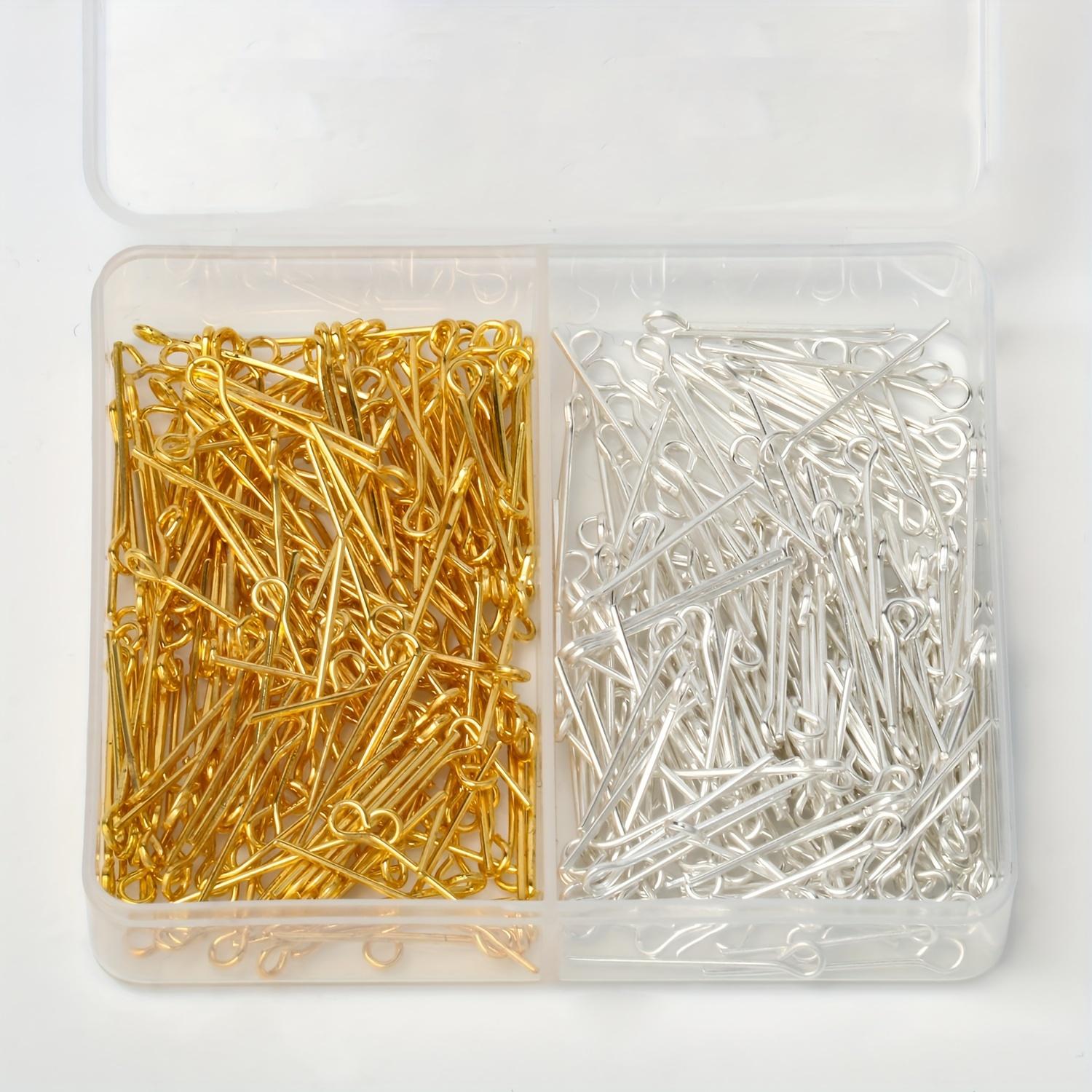 

400 шт./кор. шпильки с плоской головкой, шпильки для глаз, золотые и серебряные шпильки для изготовления ювелирных изделий, металлические наконечники для рукоделия, серьги, браслет(Размер:20x0,5 мм) 20x0.5mm(400pcs)