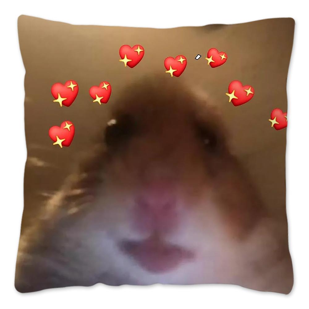Funny Hamster Meme Pillow Cover Home Decor Polyester Cushion Cover for Sofa Car Cute Pillow Case Cojines Decorativos Para Sofá