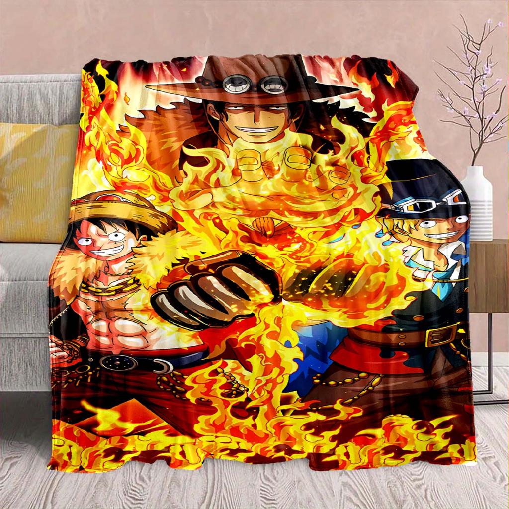 One Piece Anime Flannel Blanket - Soft Warm Perfect for Sofa, Bedding Camping Travel Office Home Decor -QJY