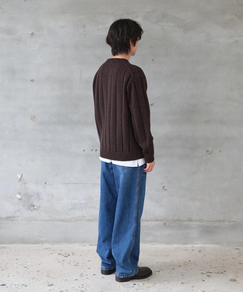 HORLISUN Meadow Wide Rib Crewneck Knit Dark Brown