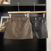 High-Waisted PU Leather A-Line Skirt - Autumn 2026 Korean Style, Versatile Black Hip-Hugging Short Skirt for Curvy Women