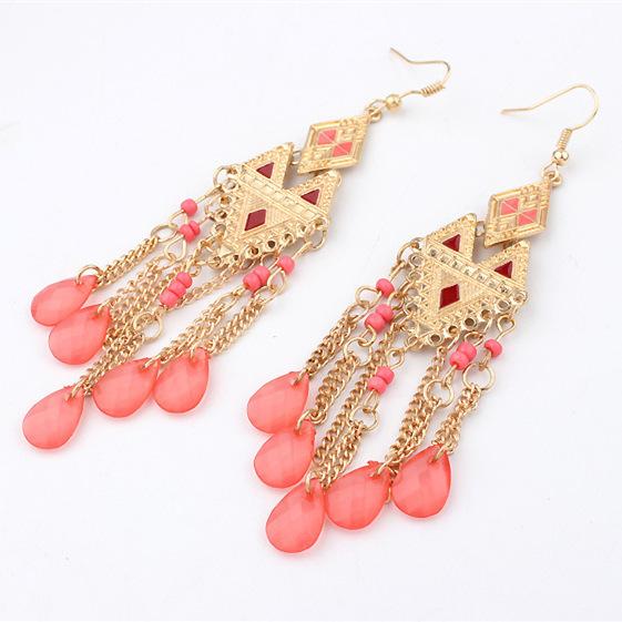 

Roman style light luxury fringed crystal texture earrings retro fashion irregular triangular water drop popular earrings