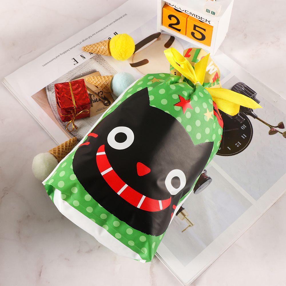 5pcs Party Kids Elk Santa Claus Cookies Candy Package Drawstring Christmas Decor Gift Bags