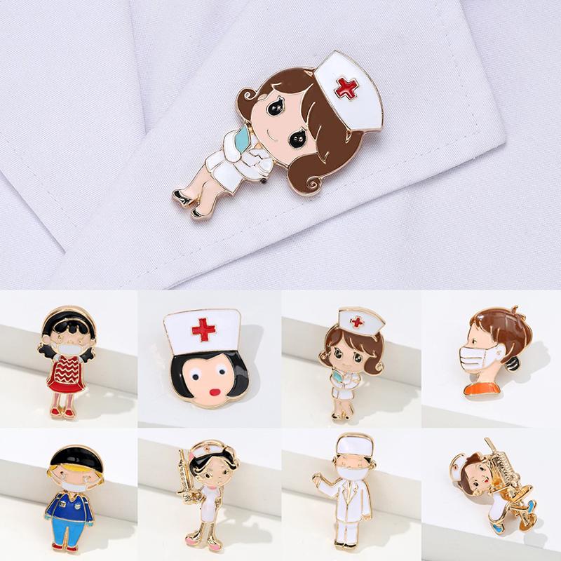 New Medical Medicine Brooch Pin Stethoscope Electrocardiogram Heart Shaped Enamel Metal Pin Nurse Doctor Backpack Lapel