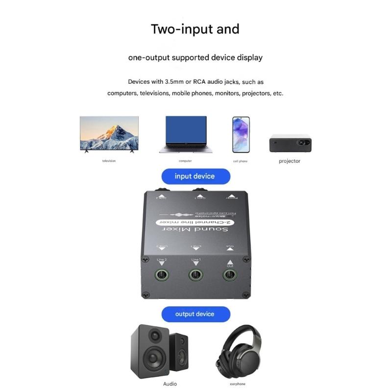 2 In 1 Out Sound Switcher For Live Streaming With Aluminum Housing Sound Mixing for Recording Studio Singing Equipment
