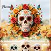 Decorative Glass Stickers for Home Day of The Dead Skull Flower Static Sticker, Colorful Mexican Floral Indoor Outdoor Festive Window Art Halloween