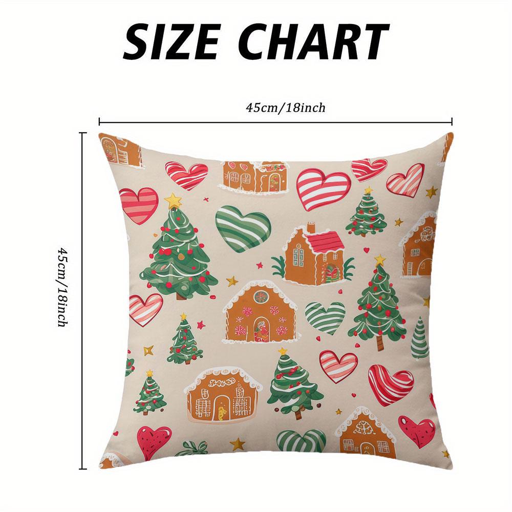 Christmas Gingerbread Pattern square Jacquard Pillow Cover for Sofa Office Waist Cushion Cover Home Decorative Pillowcase