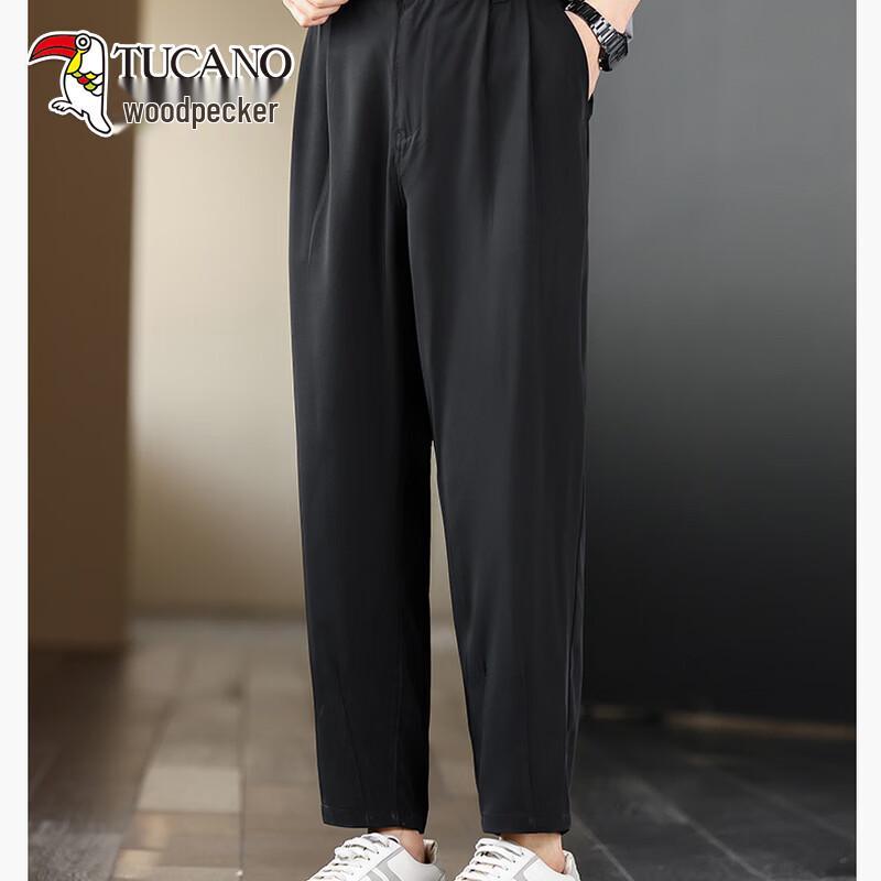 TUCANO Men s Summer Loose Fit Drape Straight Cropped Casual Trousers 2XL