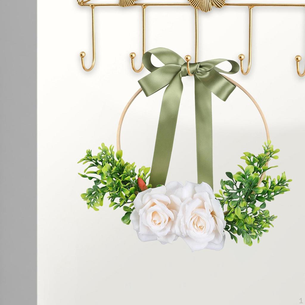 Floral Wreath Minimalist Round Frame Artificial Flower Door for Romantic Atmosphere Suitable