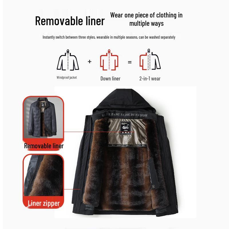 Men's 2025 Winter High-End Detachable Liner Goose Down Jacket