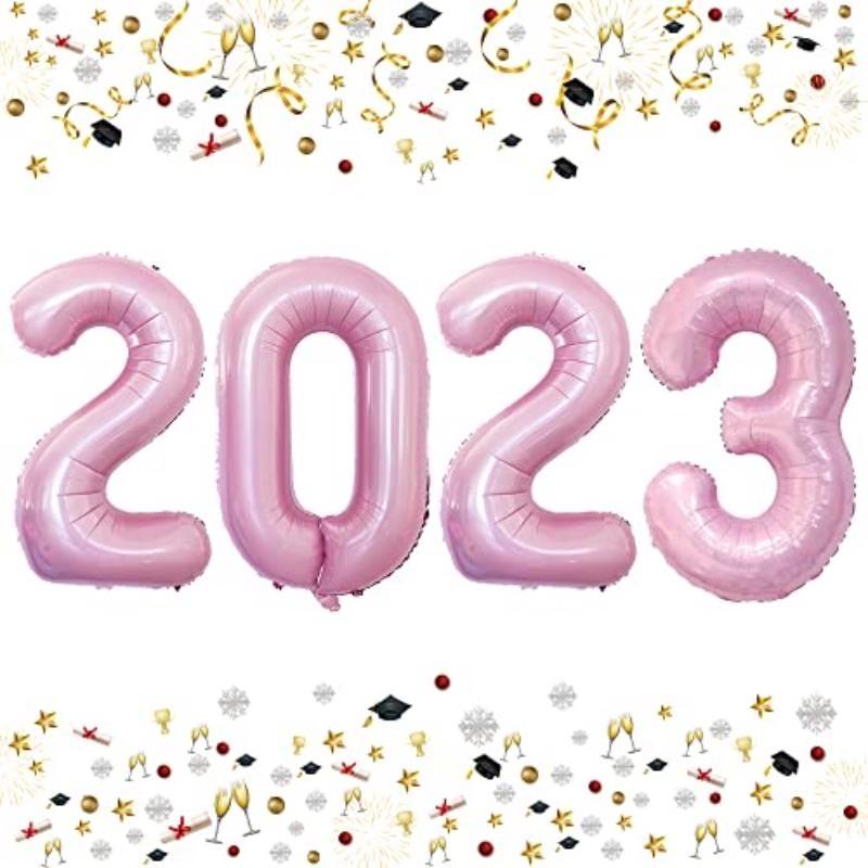 2023 2023 New Year's Eve Holiday Party Supplies Graduation Decoration (Light Pink, 40.64 Cm) Candy Pink Digital Balloon