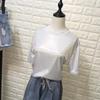 Color-Changing Reflective Sparkly Women's Loose Mid-Length Square Dance T-Shirt