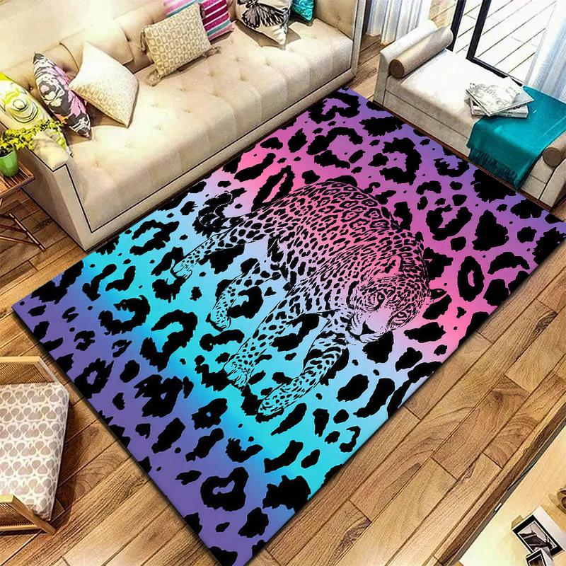 Pink animal leopard Pattern Square Carpet,Area Rug,Carpet Rug for Living Room Bedroom Sofa Playroom Decor,Non-slip Floor Mat,Holiday Birthday Gifts