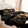 3pcs Lion Black King Printed Chipless Bedding Set Multi Size Bedroom Bedding Holiday Decor Machine Washable