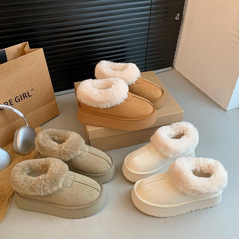 Thick-soled plush snow boots women's one-pedal plush shoes 2025 new winter outer wear plush thickened cotton shoes size 34
