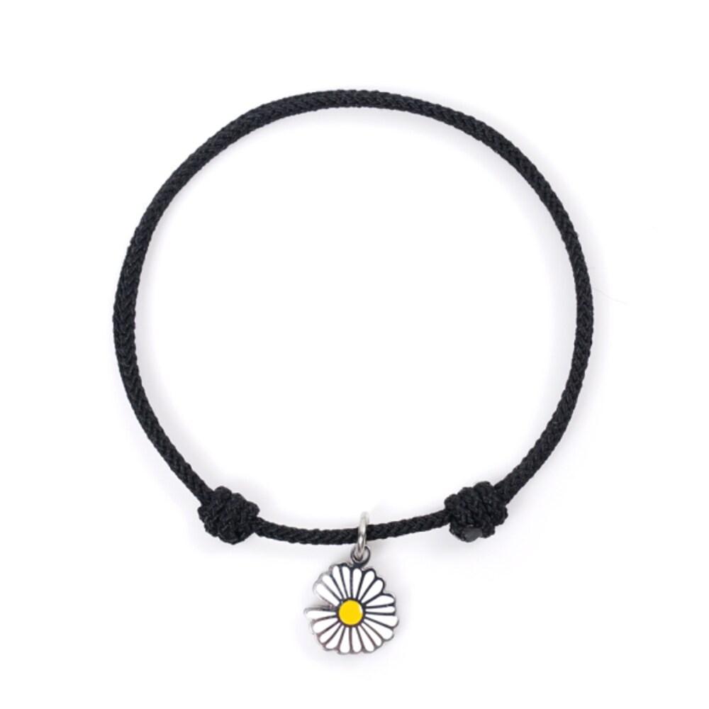 

[Jbans Classic] Daisy of Hope Surgical Steel Medal String Couple Bracelet (C2101-Ac802_Bk) For women