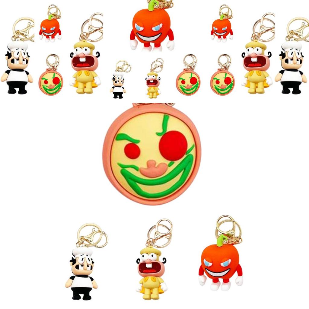 Pizza Tower Keychain Durable Plastic Pepper Pizza And Chef Pendant