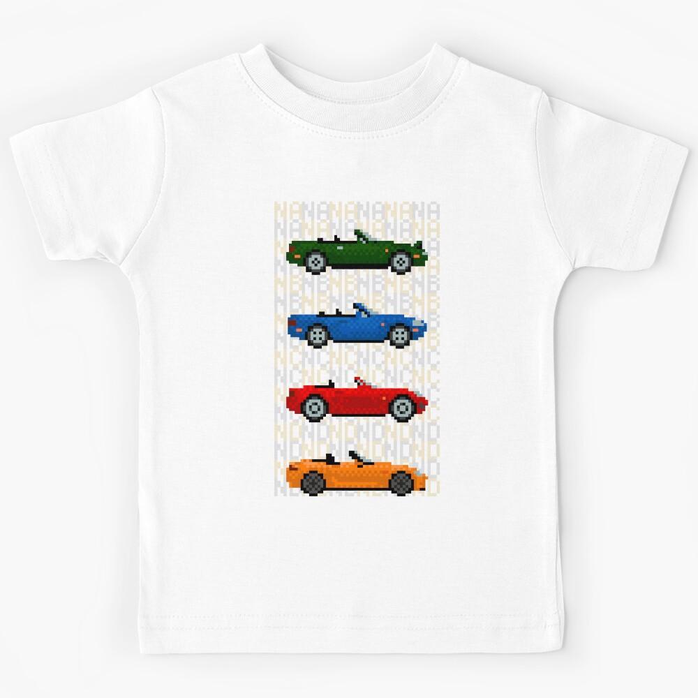 Pixel art Miata generations special editions with text Kids T-Shirt 120