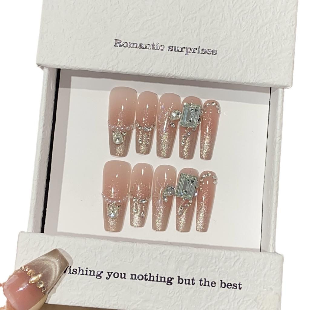 Ice-transparent Fine Flash Gradient French Pearl Pile Diamond Alloy Chain Broken Diamond Heartbeat Aesthetic Patch