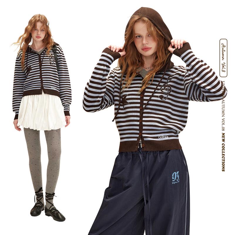 unifree Sweet-Chic Cartoon Embroidered Soft Knit Hooded Cardigan