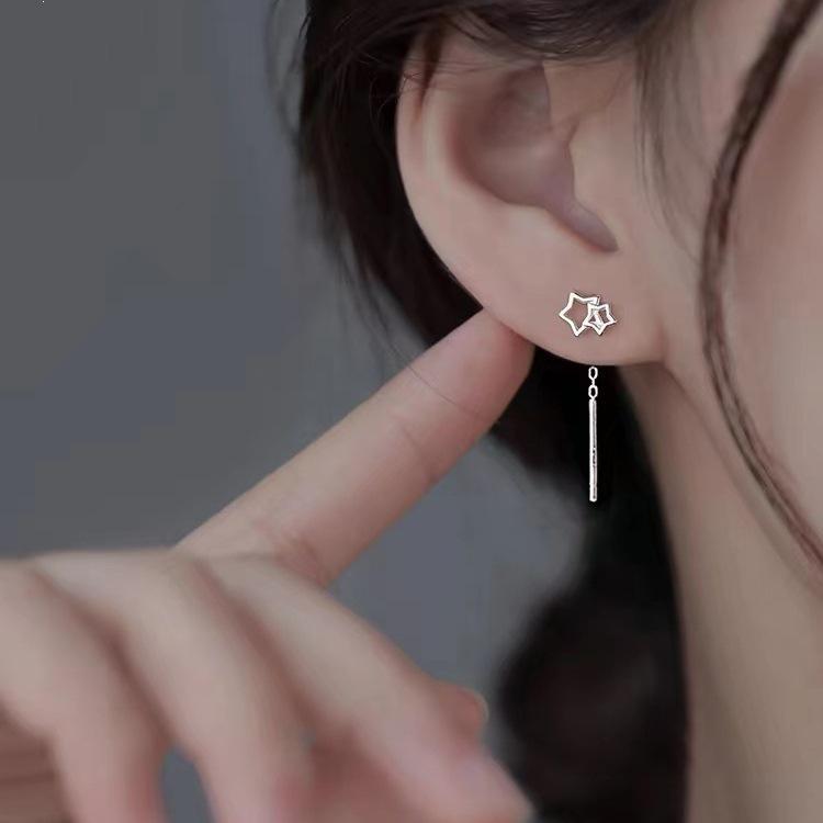2024 Trendy High-End Sterling Silver Star Threader Earrings for Women