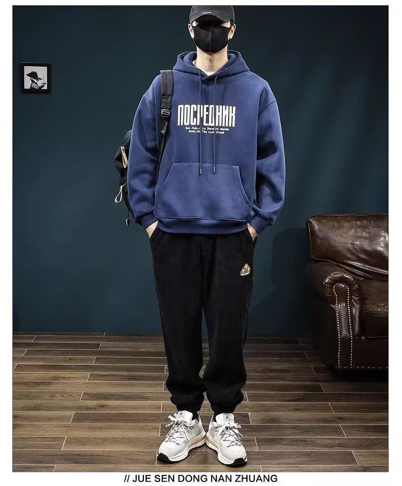 Men's Winter Retro Velvet Hoodie: Loose Fit, Trendy American Style, Long Sleeve Casual Jacket