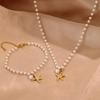 Seashells Style Starfish Pearls Necklace Bracelet Stainless Steel Adjustable Jewelry Gift for Beach Lovers