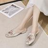 Embroidered bag head half slippers women's summer wear fashion lazy shoes thick heel embroidered cool slippers