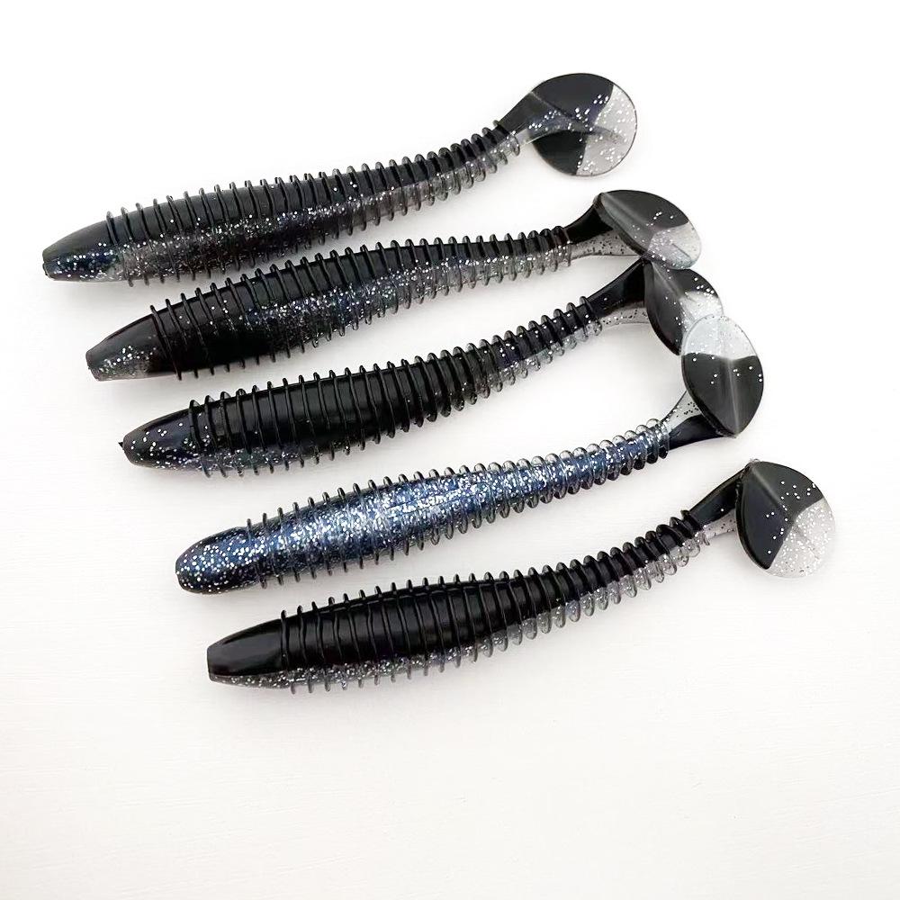 12cm Two-Color Threaded T-Tail Sinking Soft Lure for Sea and Boat Fishing