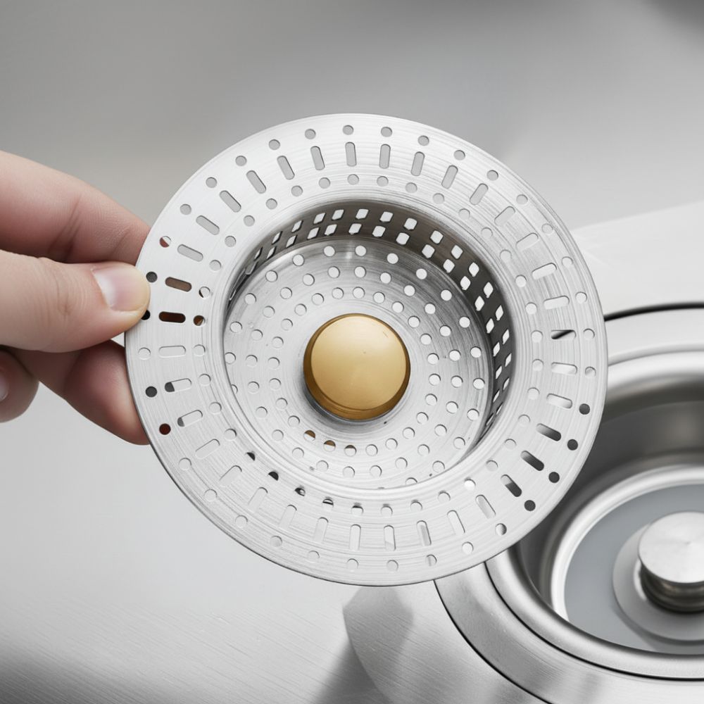 Stainless Steel Kitchen Sink Drain Strainer with Basket Filter Jump Up Pop Up Sink Stopper Anti Clog Sink Filter Kitchen