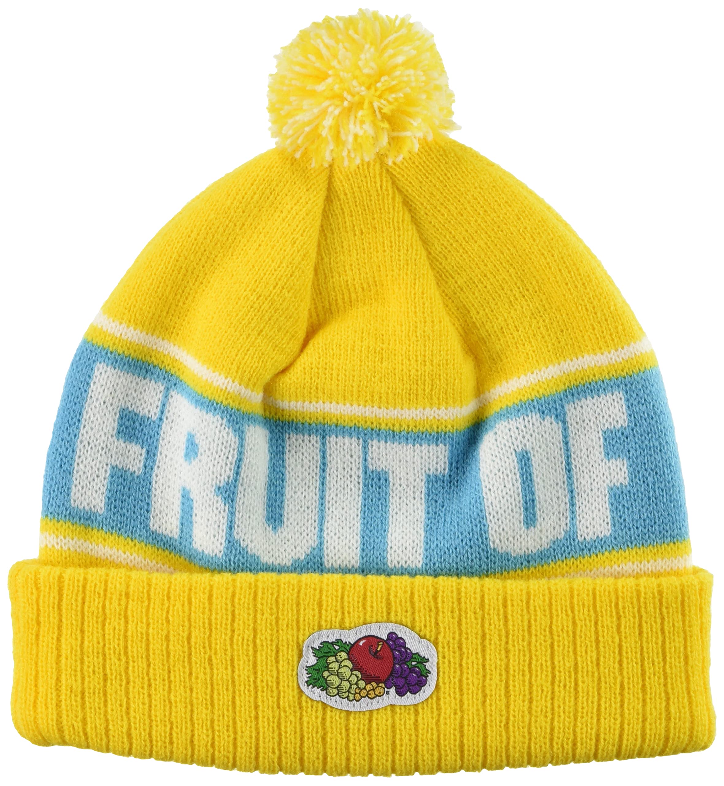 

Fruit of the Loom Knit Hat with Head Circumference Kids Pompom, Yellow, Beanie, 53-56cm