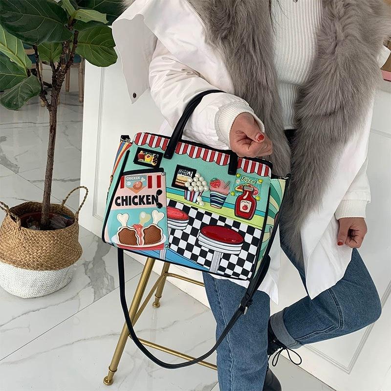 Heavy Industry Handmade Embroidery Bag Women S Spring And Summer Color Matching Contrasting Handbag Shoulder Messenger Bag чёрный