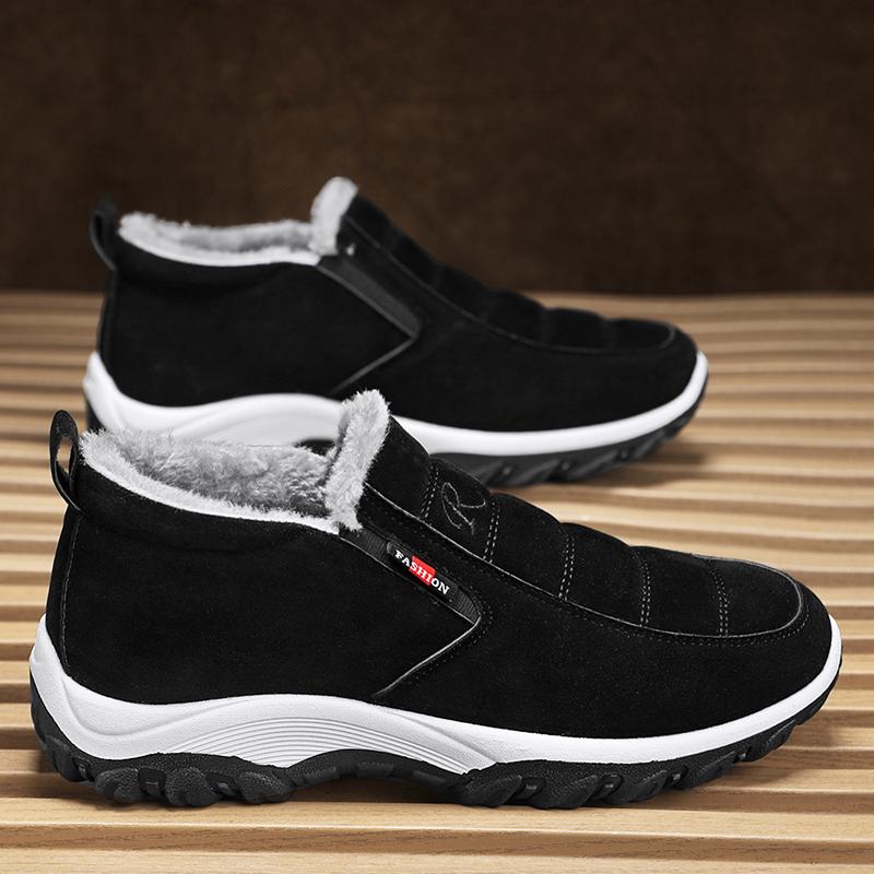 Winter Fur Warm Men's Walking Shoes Comfortable Casual Trekking Sneakers Outdoor Non-slip Hiking Shoes Men Footwear