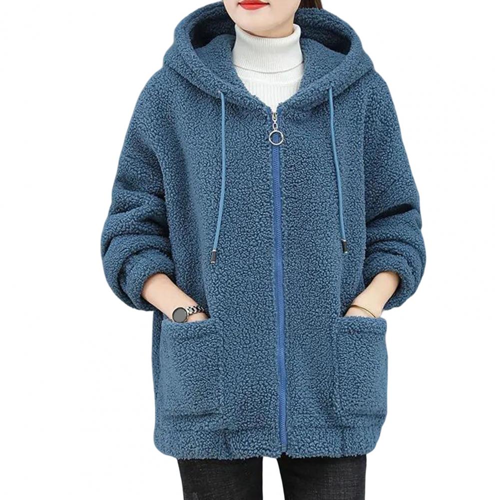 Women's Lamb Fleece Sweatshirt Thickened Autumn and Winter Loose Korean Style Zipper Cardigan Teddy Fleece