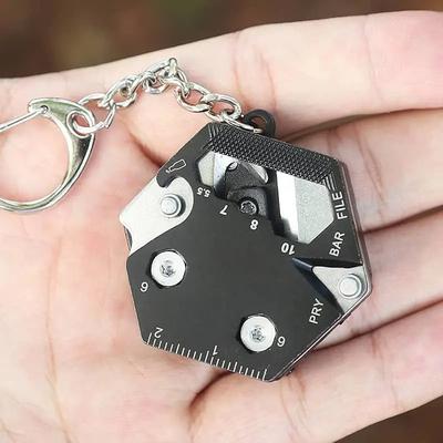 Multifunktionale Sechseck-Münze Outdoor-EDC-Werkzeug Sechseck-Klappmünze Messer Schlüsselanhänger Schraubendreher Taschenfalte Mini Coltello Gear Pee