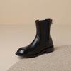 Krazing Pot Microfiber Autumn Winter Shoes Low Heels Size 43 Chelsea Boots Back Solid Color Preppy Style Ankle Boots