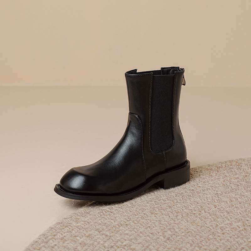 Krazing Pot Microfiber Autumn Winter Shoes Low Heels Size 43 Chelsea Boots Back Solid Color Preppy Style Ankle Boots