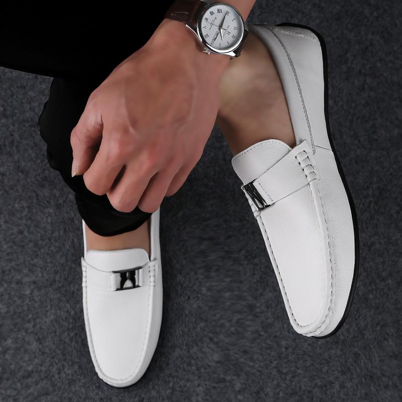 Fashion Fashion Brand Classic Black Business Casual Bean Shoes 2025 High-quality Men's Comfortable Top Layer Cowhide Soft Soled Loafers