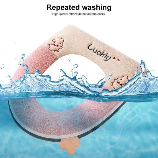 Klozet kapağı Kalınlaşmış Yumuşak Şanslı Karikatür Tavşan Fermuar Kapatma Su Geçirmez Dört Mevsim Evrensel Banyo Klozet Isıtıcı Yastık Pedi