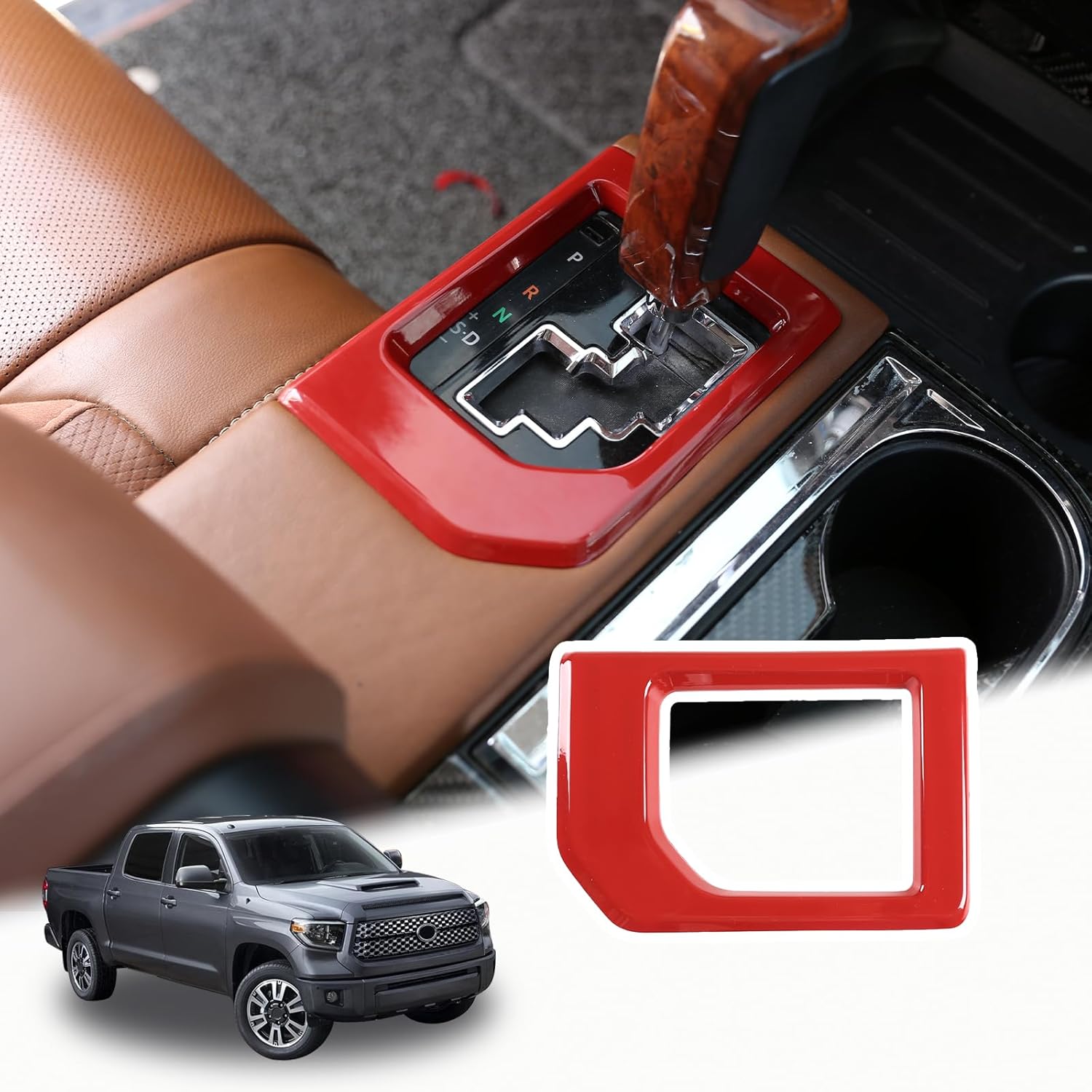 

LLKUANG Compatible with Toyota Tundra 2014-2021 ABS Center Console Gear Shift Panel Frame Trim Car Accessories (Red) красный