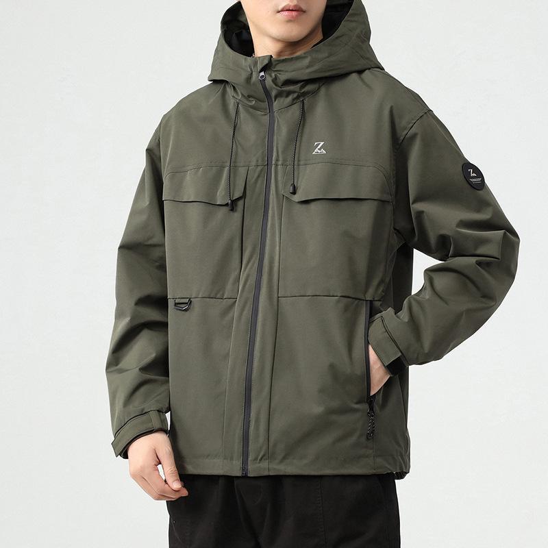 Tri-Proof Jacket Men'S Seasonal Tooling Casual Outdoor Windproof Jacket Loose Men'S Trench Coat