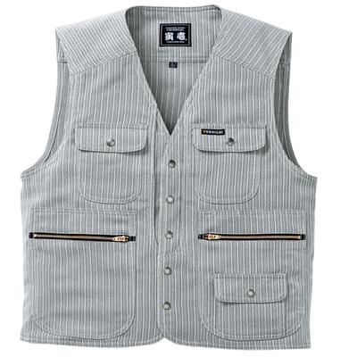 Toraichi Vest 4309 Series Pinstripe Print Tobi Size Silver (4309-611) / Top, Workwear, Knickerbockers, Clothing, M, 37,